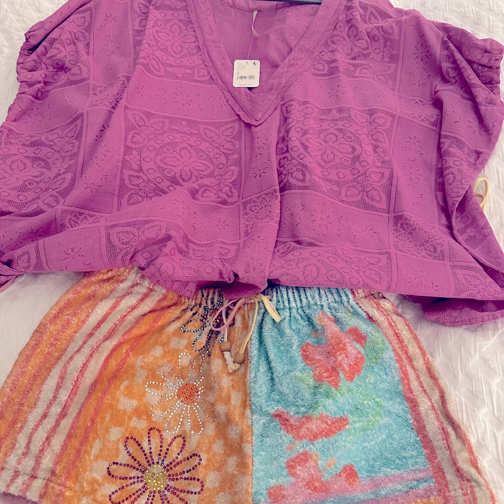 Free people poncho and short set.  Never worn.